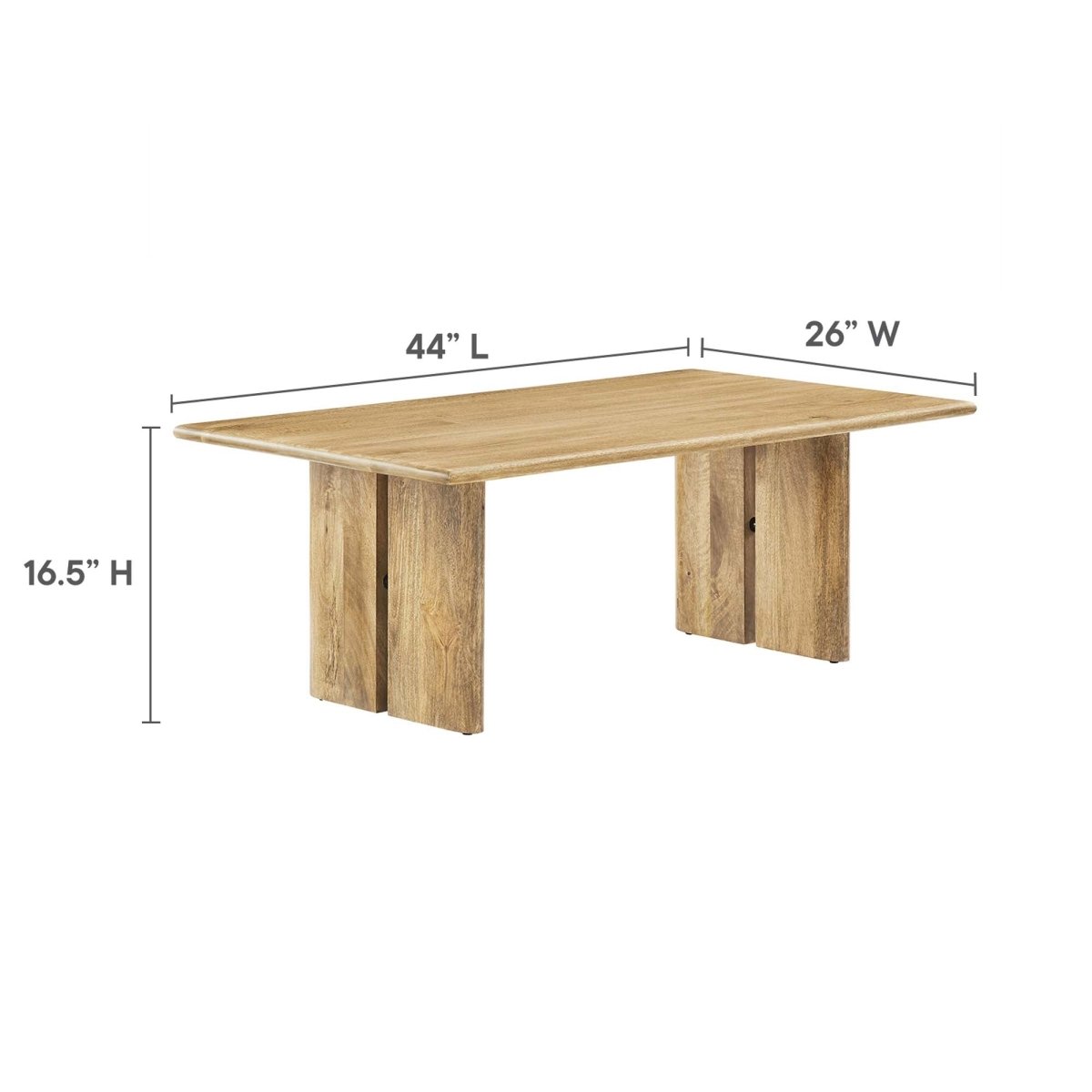 44 Inch Inviting Modern Farmhouse Mango Wood Coffee Table - Coffee Tables available at Alpine Outlets in Denver