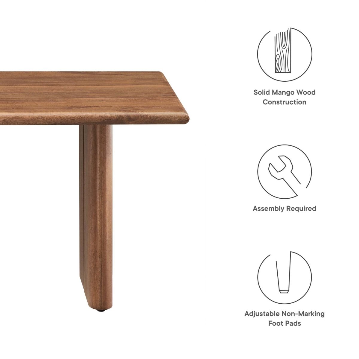 44 Inch Inviting Modern Farmhouse Mango Wood Coffee Table - Coffee Tables available at Alpine Outlets in Denver
