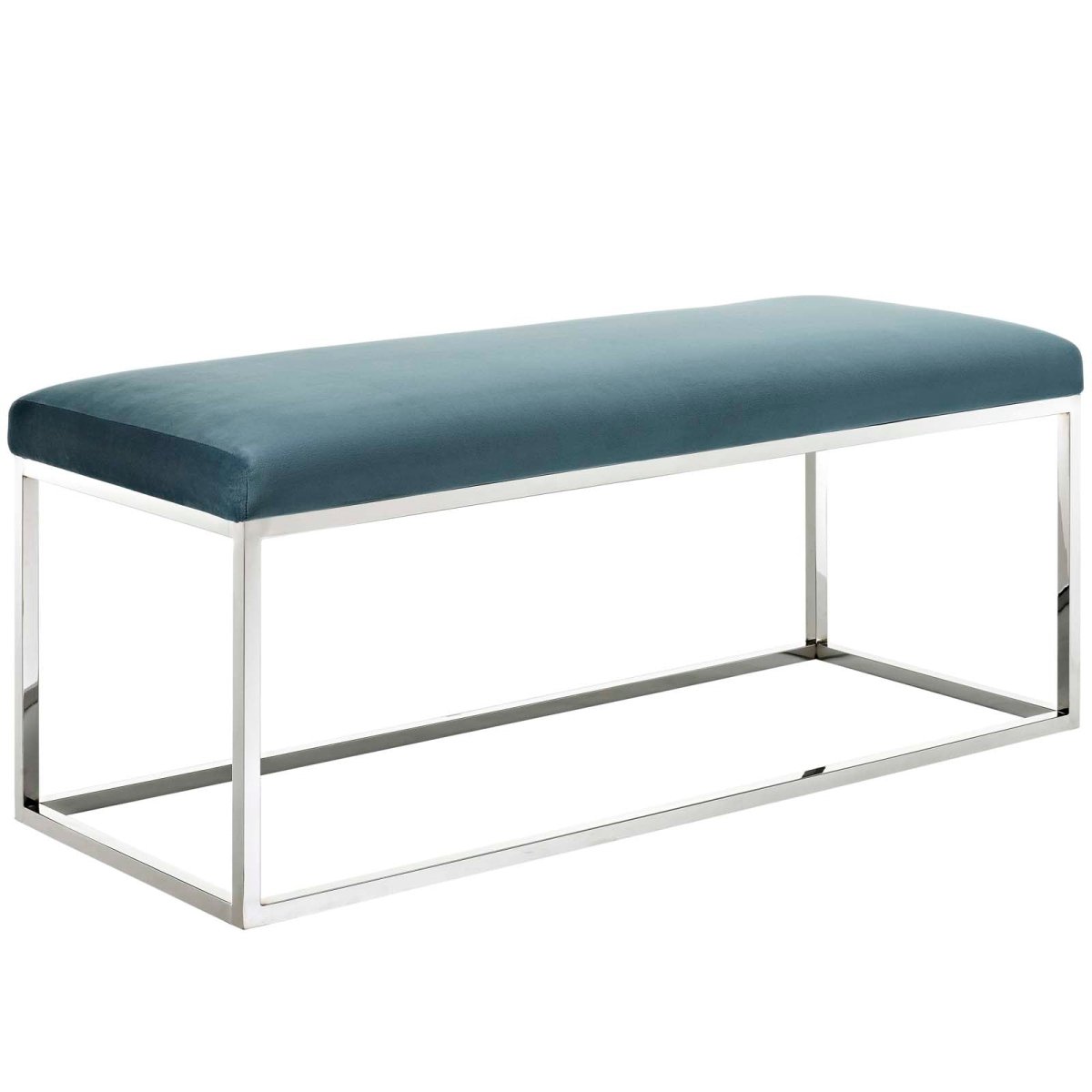 44 Inch Refreshing Modern Performance Velvet Bench in Sea Blue - Benches available at Alpine Outlets in Denver