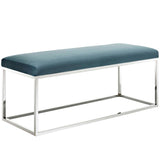 44 Inch Refreshing Modern Performance Velvet Bench in Sea Blue - Benches available at Alpine Outlets in Denver