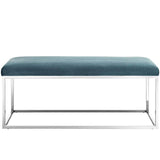 44 Inch Refreshing Modern Performance Velvet Bench in Sea Blue - Benches available at Alpine Outlets in Denver