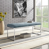 44 Inch Refreshing Modern Performance Velvet Bench in Sea Blue - Benches available at Alpine Outlets in Denver