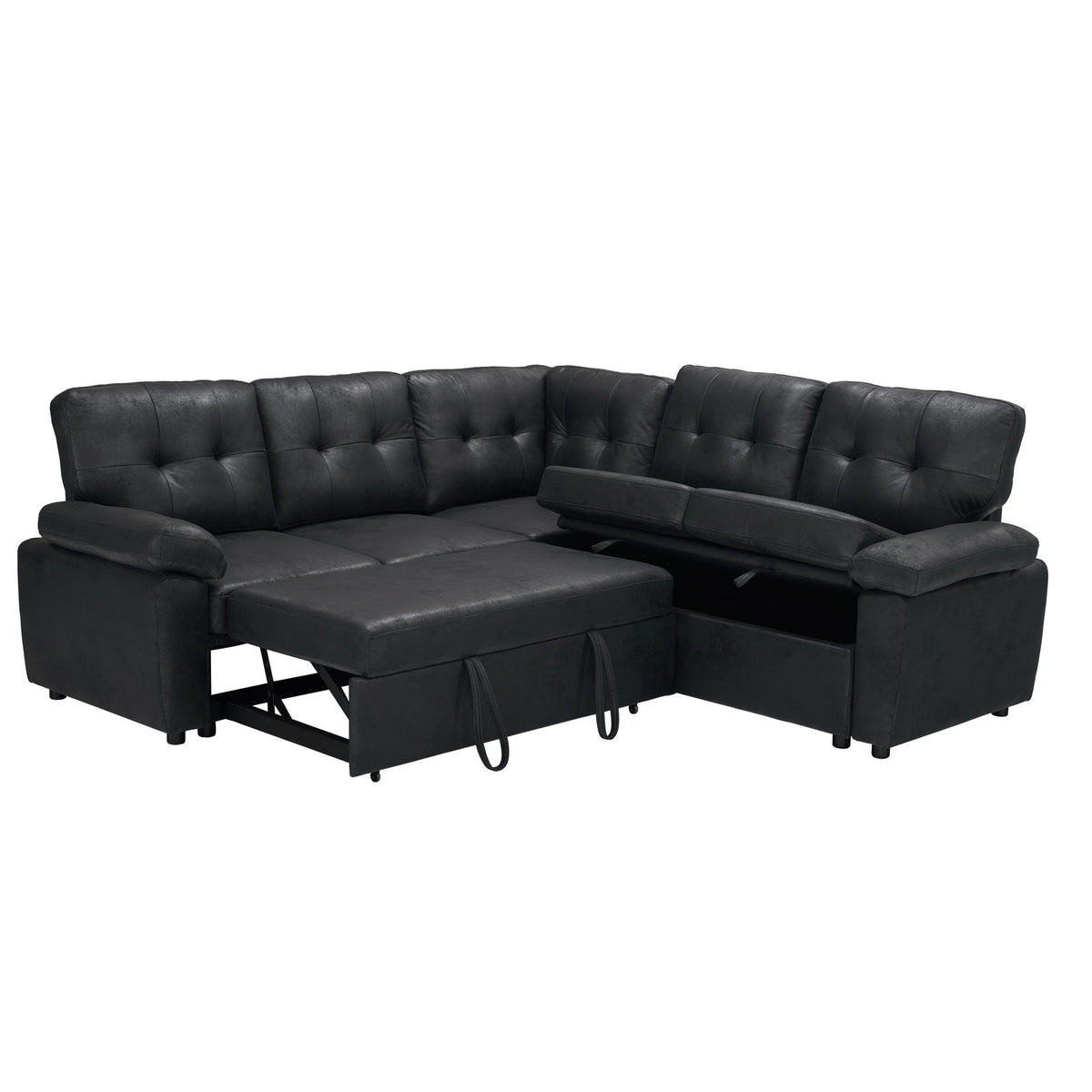 Convertible Sectional Sofa Bed With Pull Out Sleeper And Storage