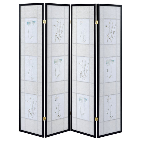 Catabella 4-Panel Floral Shoji Screen Room Divider