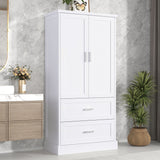 Tall Bathroom Storage Cabinet With 2 Doors And Drawers, Adjustable Shelf