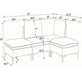 Upholstered Modular Sectional With Tall Legs, Medium Firm Seat