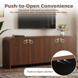 Curved Edge TV Stand With Large Cabinets