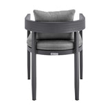 Menorca - Outdoor Patio Dining Chairs In Aluminum With Gray Cushions - (Set Of 2)