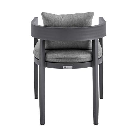 Menorca - Outdoor Patio Dining Chairs In Aluminum With Gray Cushions - (Set Of 2)