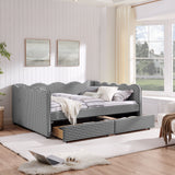 Gingham Daybed With USB Charging Port, Wave-Shaped Design