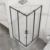 Corner Shower Door, Sliding Shower Enclosure - Matte Black
