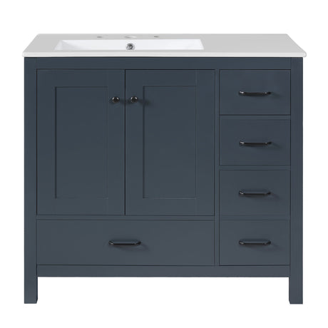 Bathroom Vanity With Sink Combo, 2 Soft Close Doors And 5 Drawers