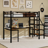 Loft Bed With L-Shaped Desk, Large Storage Space