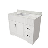 Bathroom Vanity Set, Fluted Cabinet, Soft Close Doors, 3 Faucet Holes, Sink Included - White
