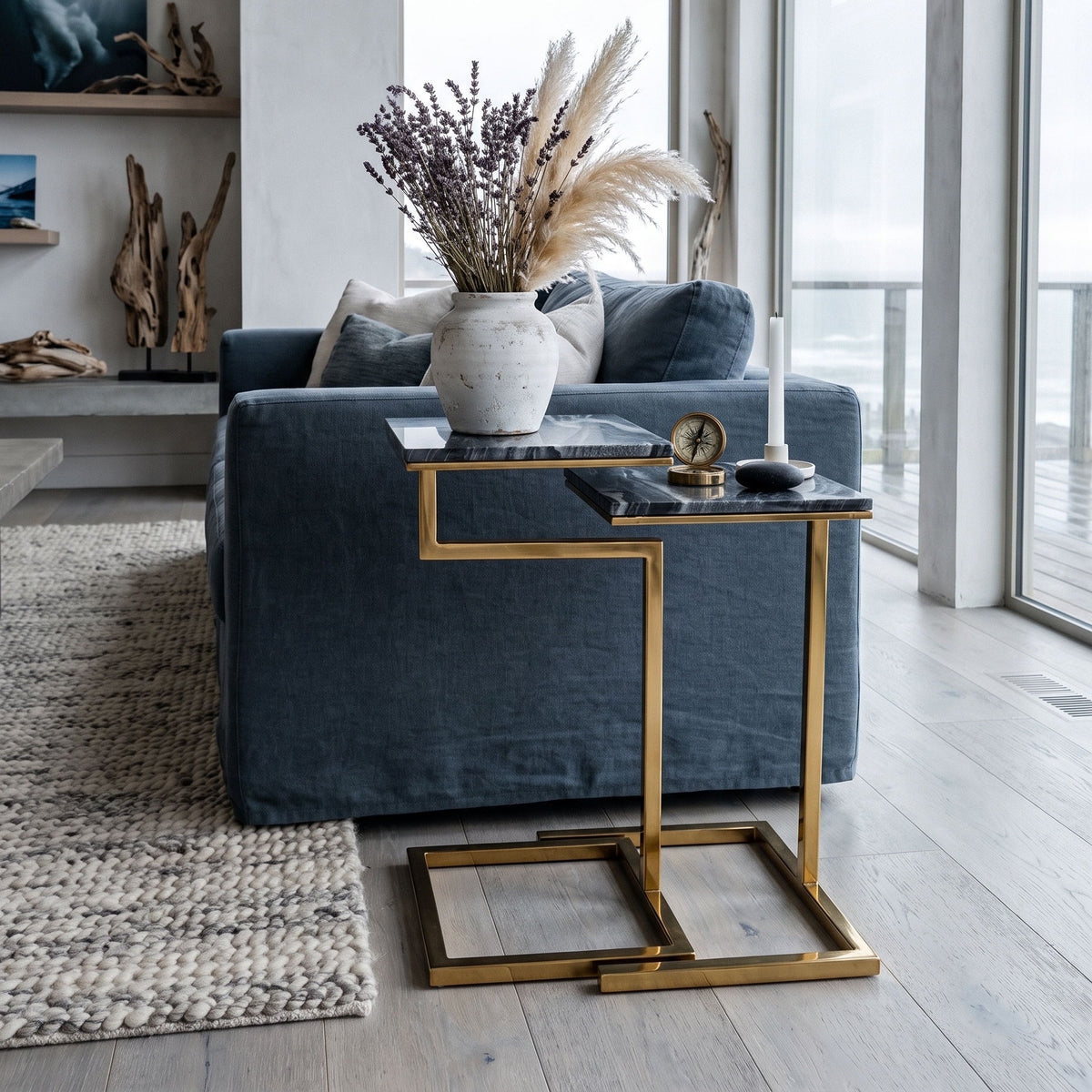 Chamblee - 2 Piece Square Nesting C - Table Set - Gold / Black