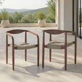 Cove - Outdoor Dining Chair With Tapered Legs (Set of 2) - Brown Eucalyptus / Rope Seat