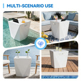 End Table With 2 Cup Holders And 1 Tablet Holder For Outdoor - White