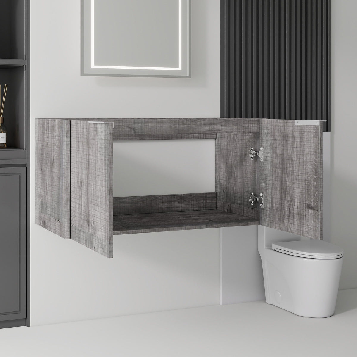 Floating Bathroom Vanity Cabinet With Soft Close Double Doors, Spacious Interior Storage, Wall Mounted, Cabinet Only