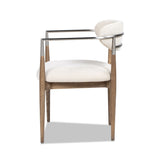 Artemis - Mixed Material Upholstered Dining Arm Chair - Warm White - Arm Chairs - Alpine Outlets