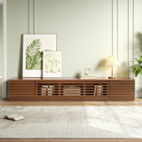 TV Stand, Entertainment Center With Cable Management And Soft Closing Hinges - Walnut