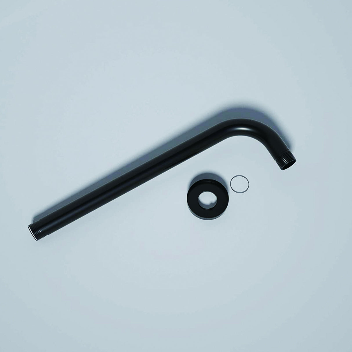 16" Shower Arm With Flange, Stainless Steel, Rust Resistant Design - Matte Black