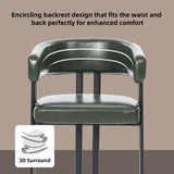 Modern Dining Upholstered Barrel Chair With Curved Back And Armrests