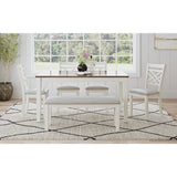 Brooks - 6 Piece Dining Set With Table, 4 Wood Back And Upholstered Seat Chairs, And Bench