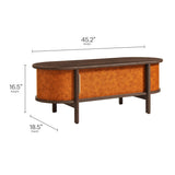 45 Inch Curved Vegan Leather Oval Coffee Table in Walnut Tan - Coffee Tables available at Alpine Outlets in Denver
