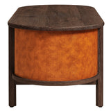 45 Inch Curved Vegan Leather Oval Coffee Table in Walnut Tan - Coffee Tables available at Alpine Outlets in Denver