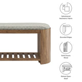 45 Inch Geometric Upholstered Bench with Solid Acacia Wood and Storage Shelf - Benches available at Alpine Outlets in Denver