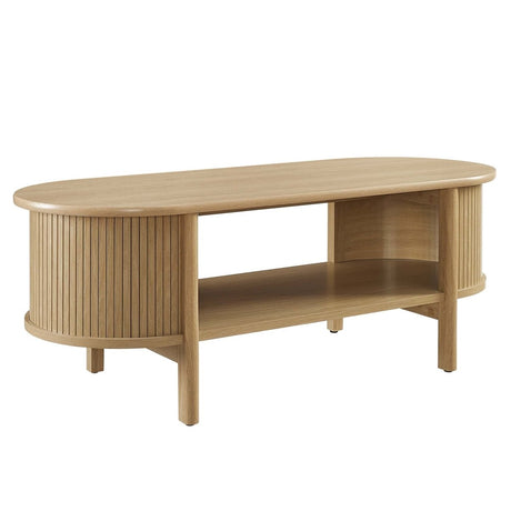45 Inch Organic Fluted Oval Coffee Table - Coffee Tables available at Alpine Outlets in Denver