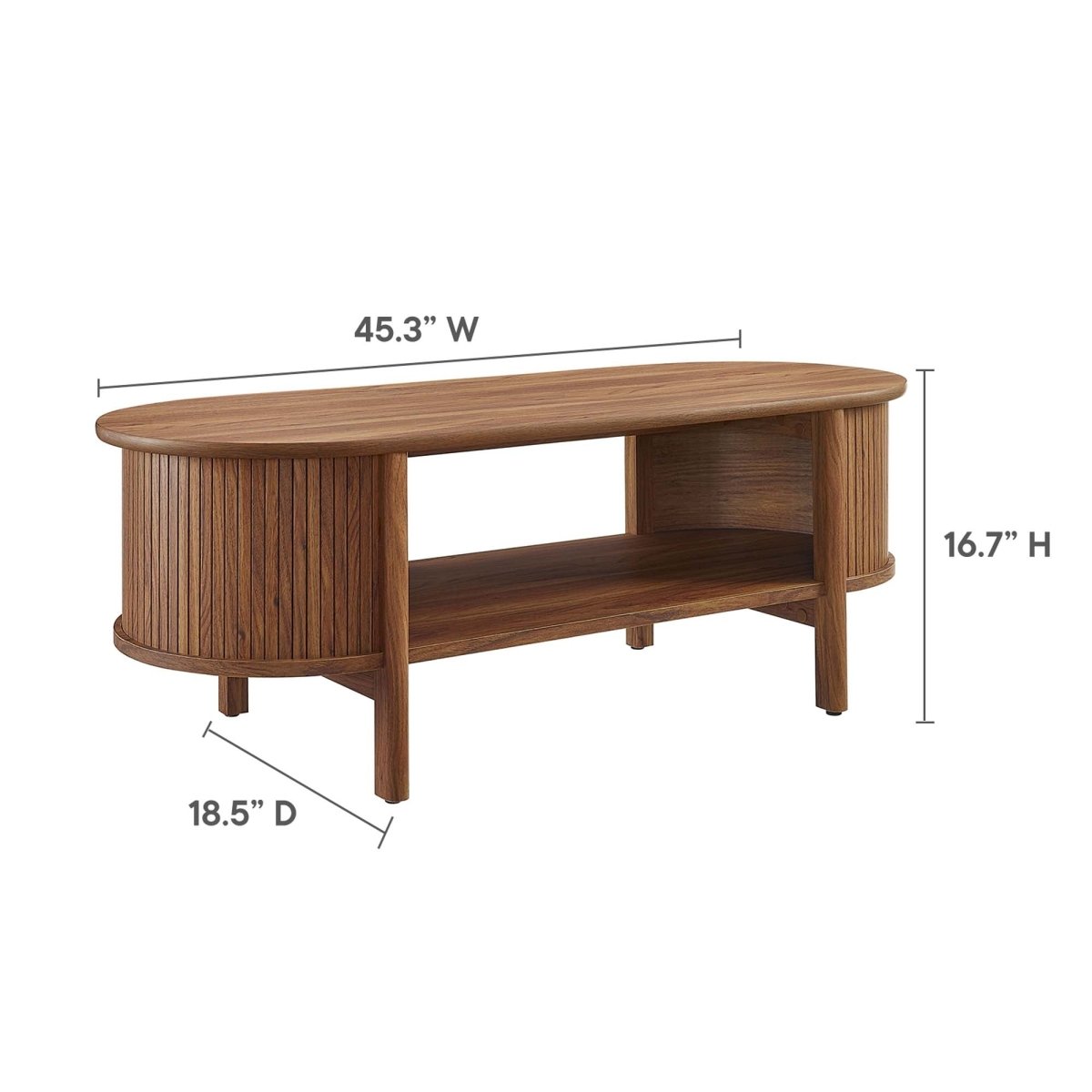 45 Inch Organic Fluted Oval Coffee Table - Coffee Tables available at Alpine Outlets in Denver