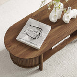 45 Inch Organic Fluted Oval Coffee Table - Coffee Tables available at Alpine Outlets in Denver