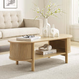 45 Inch Organic Fluted Oval Coffee Table - Coffee Tables available at Alpine Outlets in Denver