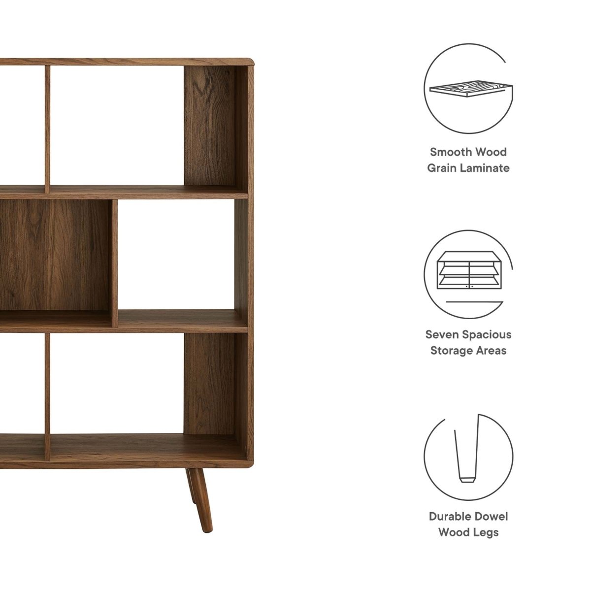 45 Inch Transmit Wood Grain Bookcase with 7 Open Shelves - Bookcases available at Alpine Outlets in Denver