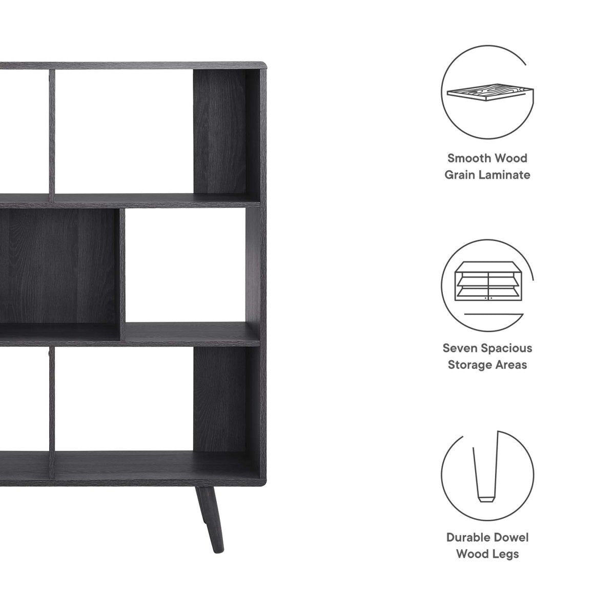 45 Inch Transmit Wood Grain Bookcase with 7 Open Shelves - Bookcases available at Alpine Outlets in Denver
