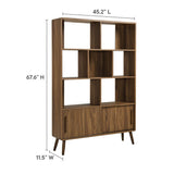 45" Wide Mid - Century Four - Tier Bookcase with Sliding Doors - Bookcases available at Alpine Outlets in Denver