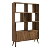 45" Wide Mid - Century Four - Tier Bookcase with Sliding Doors - Bookcases available at Alpine Outlets in Denver