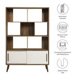 45" Wide Mid - Century Four - Tier Bookcase with Sliding Doors - Bookcases available at Alpine Outlets in Denver
