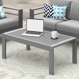 All-Weather Outdoor Coffee Table With Wood-Look Top
