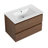 Wall Mounted Bathroom Vanity & Sink, 2 Soft Close Drawers