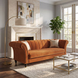 3 Seater Sofa With Rolled Arms, Vertical Channel Tufted Backrest