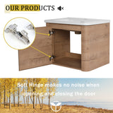 Wall Mounted Bathroom Vanity With Sink And Storage Shelves, Soft Close Doors