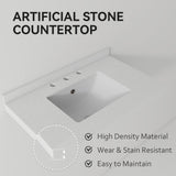 Basin Sink With 2" Thick Rim, Triple Faucet Holes, Sink Only