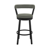 Bryant - 30" Bar Height Swivel Bar Stool - Black Finish And Gray Faux Leather