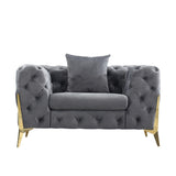Accent Chair With Diamond Button Tufting, Matching Throw Pillow