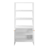 Modern Tall Storage Bookcase Cabinet With 2 Open Shelves & Double Doors