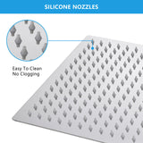16" Square Rainfall Shower Head Fixed Wall Mount With Full Body Coverage & Self Cleaning Silicone Nozzles