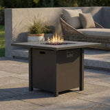 Outdoor Fire Pit Table Coffee Station Steel Construction 30x25in Gray