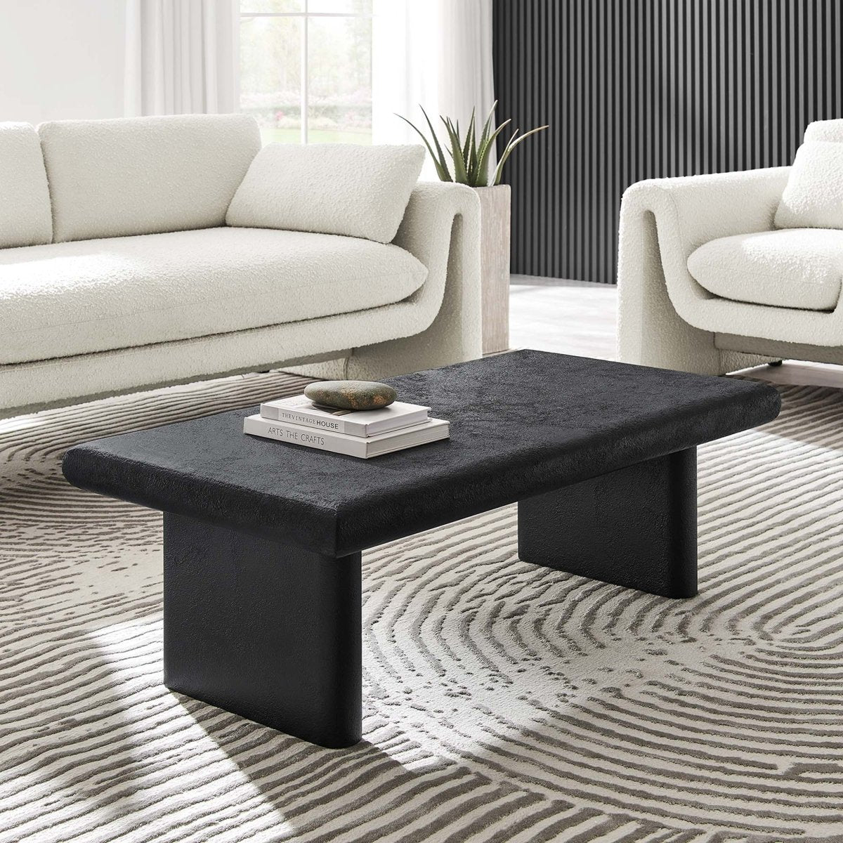 46 Inch Textured Concrete Minimalist Coffee Table - Coffee Tables available at Alpine Outlets in Denver